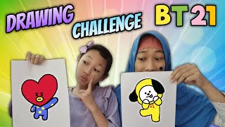 Aqilla Drawing Challenge Karakter BT21 - Dapat Hadiah Serba Merah Putih 😄 Aqilla's Diary