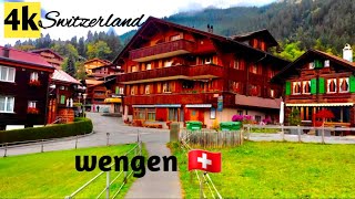 Wengen Switzerland, sun terrace of Jungfrau region || Village View and Journey from  Lauterbrunnen