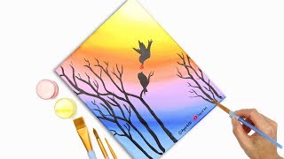Love Birds with Heart Easy Acrylic Painting for Beginners | Joy of Art