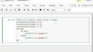 Largest number among 3 numbers using nested if in python