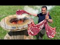 RibEye Steak Cooked in an Improvised Tandoor from an old cable drum