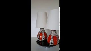 Vintage Ceramic 1960's Table Lamps with Shades Unique Beautiful Set of Lamps