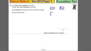 Q15 Edexcel GCSE Maths 1F November 2012