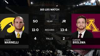 165 LBS: #2 Alex Marinelli (Iowa) vs. Carson Brolsma (Minnesota)