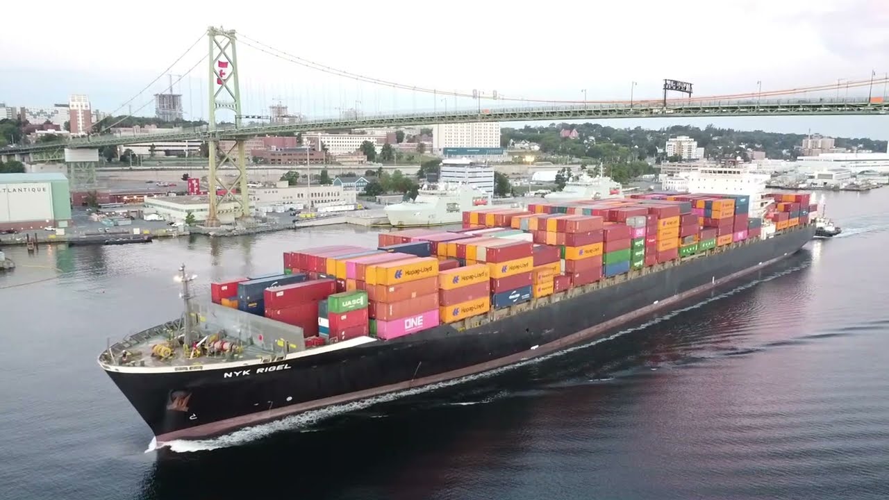 Aerial View - Container Ship NYK RIGEL Outbound From Halifax, NS At ...