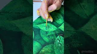 Water drops painting process / Acrylic painting / Green leaves painting