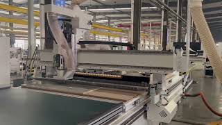 Automatic labeling, automatic loading & unloading EA48-FT-1828 CNC router for Brazil customer.