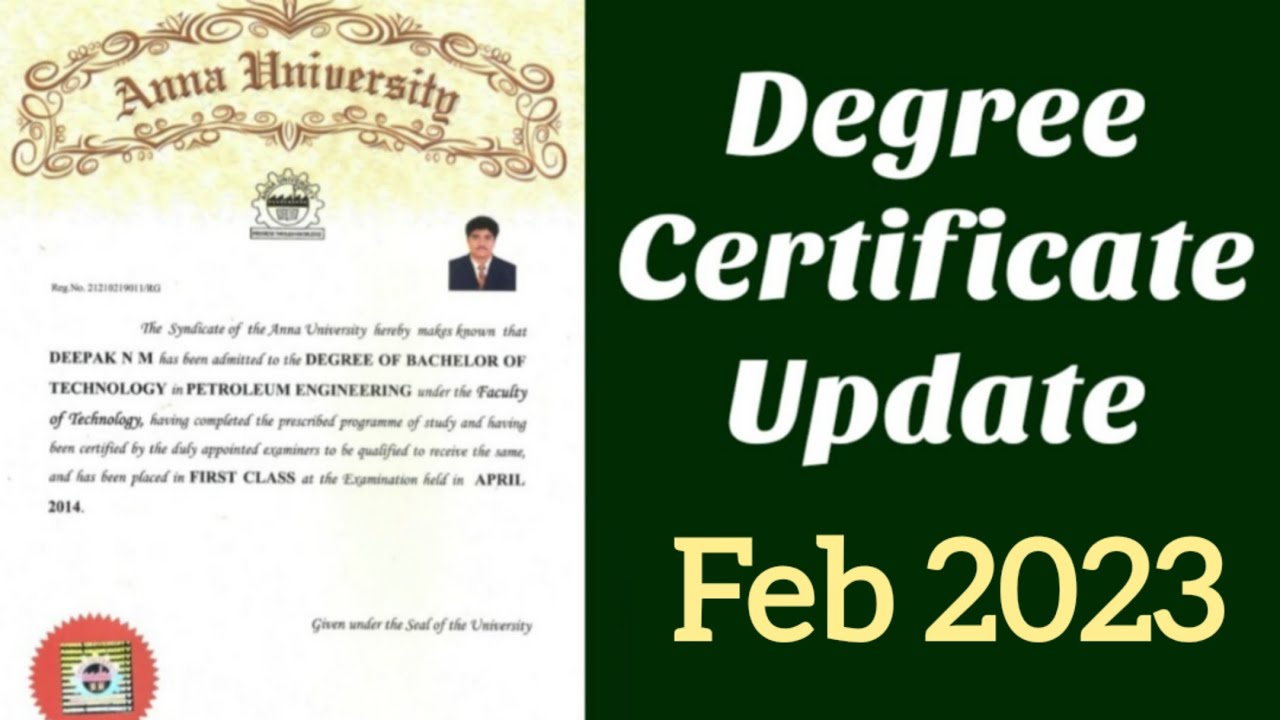 Anna University Degree Certificate Latest Updates 👍 - YouTube