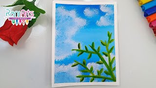 Cómo dibujar un PAISAJE (cielo y planta) fácil - pinta con gouache