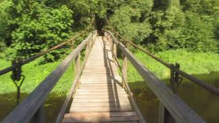 Kabantis beždžionių tiltas per Nevėžį Surviliškyje (Kėdainių raj.) / Hanging Bridge