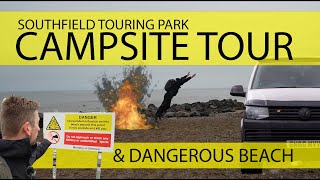 Visit to a DANGEROUS BEACH - Campsite Tour - Camping Adventure in my VW T6 Self Built Camper Van