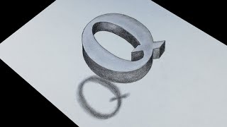 How to draw a 3D letter Q - Drawing with pencil | 3D trick art on paper | 3D Art-Calligraphy Skills