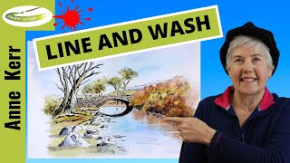 Line and Wash with WATERCOLOUR. How To Paint a River Bridge. (Easy to follow tutorial). by ANNE KERR