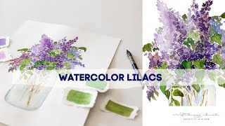 Real Time Watercolor Painting of Lilacs in Jar