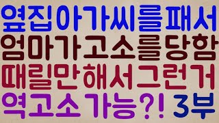 [사장님 등판ㅋ] 옆집 아가씨를 줘 패서 저희 엄마가 고소를 당했는데요 근데 솔직히 때릴만해서 그런 거거든요? 어떤가요? 이거 역고소 가능하죠?! 3부