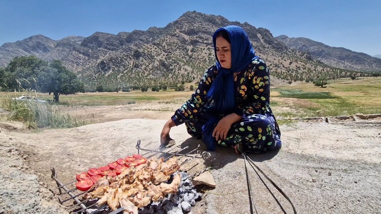 Documentary About Iranian Nomads Making Local Bread By Tabieh In Pelard