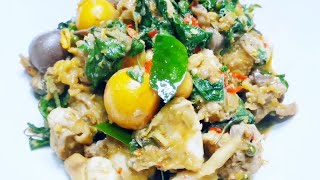 คั่วไก่บ้านใบกระเพรา (Spicy Stir Fried Chicken with Basil Leaves) #คั่วไก่บ้าน #ใบกระเพรา