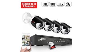 ANRAN 8 Channel 1080P POE Security Camera System with 4 Outdoor Indoor 2.0 Megapixel HD...