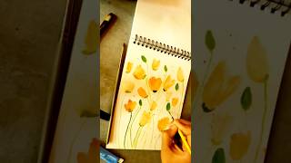 Floral painting with water paint - #art #flowerart #painting #watercolor