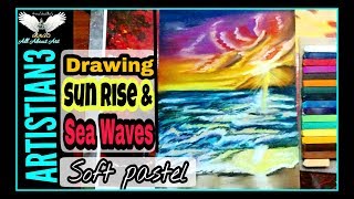 Sea waves painting with soft pastels step by step | Scenery Drawing
