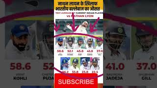 IND VS AUS।Vs Nathan Lyon Indian batsman Average। #viral #shortsvideo #cricket #viratkohli #shorts