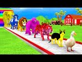 Paint Animals Duck Tiger Gorilla Lion Cow Elephant Dinosaur Fountain Crossing Animal Game New