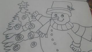 How to draw santa claus  and christmas tree simple drawing and painting hand drawing apne bachcho ko
