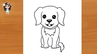How to draw a Dog | Puppy drawing | Cute puppy drawing for kids | Kawaii Dog drawing