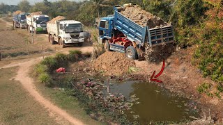 Start incredible new PROJECT! Power machinery, dump trucks & dozer fill-up dirt on un-using pond