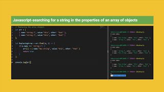 JavaScript searching for a string in the properties of an array of objects