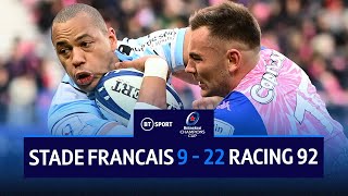 Stade Francais vs Racing 92 (9-22) | Feisty Clash Between Parisian Rivals | Champions Cup Highlights