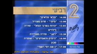 רשימת תוכניות - ערוץ 2 - שידורי קשת - תוכניות של רשת - יום רביעי - 1994