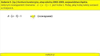 Równanie | Podaj, jaką liczbę należy wstawić w miejsce A. | MatFiz24.PL