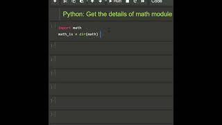 #python Get the details of math module |#coding