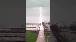 MASSIVE Lightning Bolt on Lake Erie | Port Lorain | 4-2-25