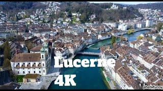 Lucerne Switzerland in 4k cinematic - Luzern from above by drone -