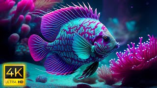 Aquarium 4K VIDEO (ULTRA HD) - Sea Animals With Relaxing Music - Rare & Colorful Sea Life Video