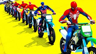 Spidermans Parkour Moto challenge GTA V Superheroes Mods 10 Spider-Man suits collection