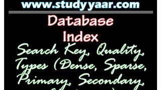 Database Index 1 : Search Key, Quality, Types (Dense, Sparse, Primary, Secondary, Clustering)