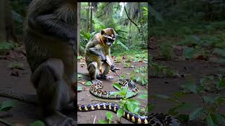 Brave Monkey Confronts Snake in the Wild!