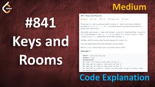 Keys and Rooms | Live Coding with Explanation | Leetcode - 841