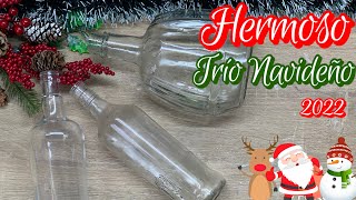 3 Hermosas Ideas NAVIDEÑAS 2022 / Ideas Navideñas con Botellas de vidrio /Christmas crafts