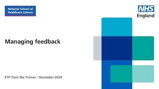 Managing feedback - ETP Train the Trainer (December 2024)