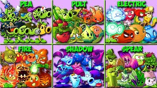 PvZ 2 - Best 6 Team PEA x SPEAR x SHADOW x FIRE x PULT x ELECTRIC Battlez - Who WIll Win?