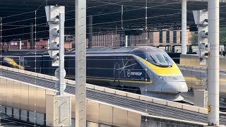 EuroStar E300 leaves St Pancras International Railway Station (GEC Alstom GTO-VVVF) 歐洲之星e300高速動車組離站