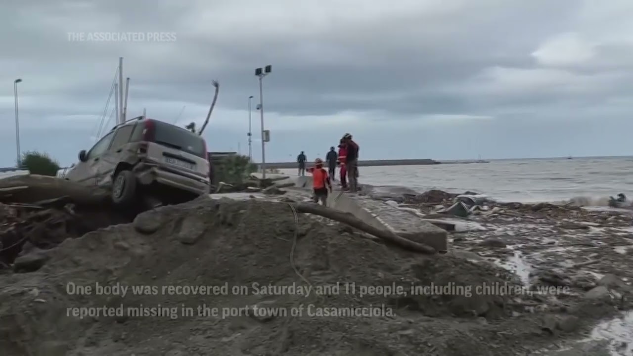 Italian rescuers search for missing in island landslide