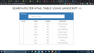 Create a Search Bar & Filter Table using JavaScript in Hindi
