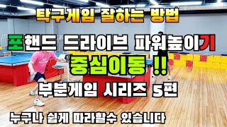 탁구게임잘하는방법,포핸드 드라이브 파워올리는 방법은 중심이동 조현우관장 시범게임