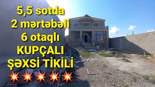 🏝Masazırda, 5,5 sotda, 2 mərtəbəli, 6 otaqlı, KUPÇALI ŞƏXSİ TİKİLİ satılır⭐💥🧿