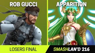 SmashLAN'd 216 Losers Final - Rob Gucci (Snake) vs Apparition (Palutena) - SSBU Tournament